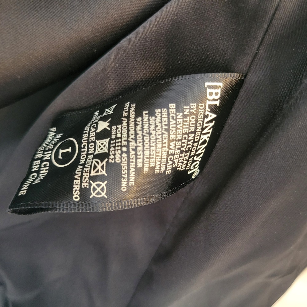 BLANKNYC Black Faux Leather Double Breasted Blazer Jacket Sz L Pockets Business - Picture 9 of 16